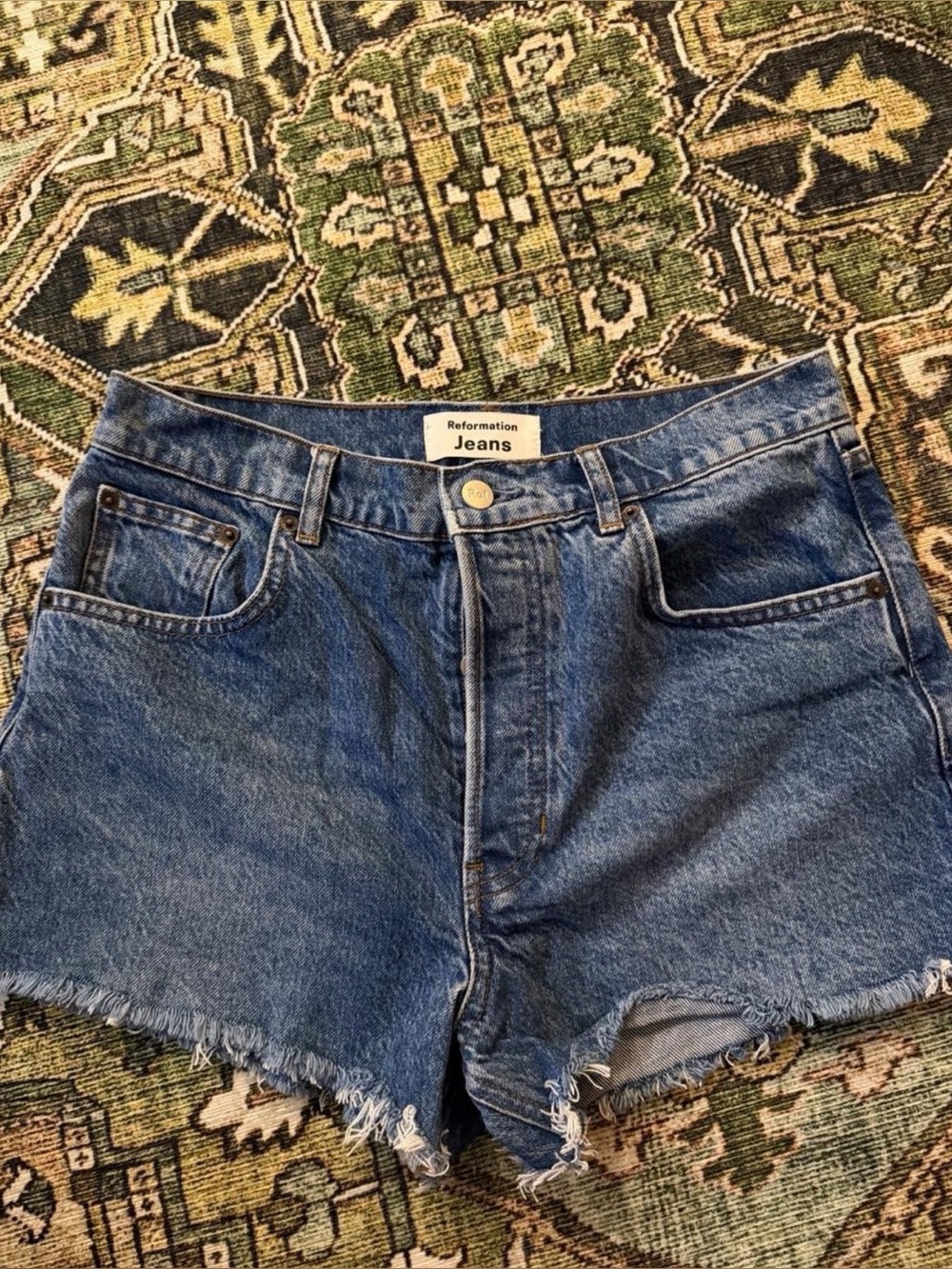 Reformation High Rise Frayed Denim Shorts – Size 29
